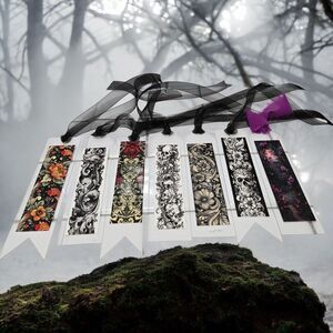 New, Set Of 6  Bookmarks W/ribbons, Ready For Gifting, Stocking Stuffers GOTHIC